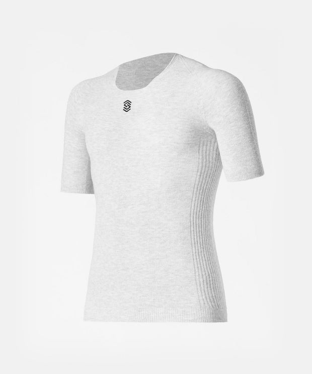 Stay Warm - PearlGrey Base Layer T-Shirt mit quadratischem Ausschnitt
